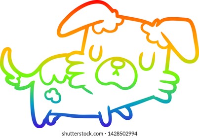 dibujo de línea de gradiente de arco iris de un perro pequeño