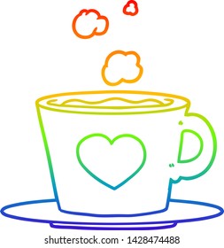 dibujo de la línea de gradiente del arco iris de una taza de café encantadora