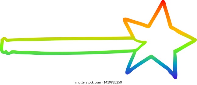 rainbow gradient line drawing of a magic star wand