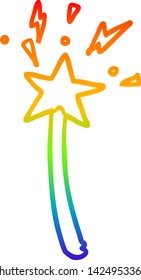 rainbow gradient line drawing of a magic star wand