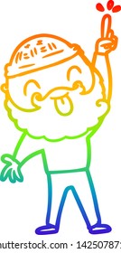 rainbow gradient line drawing of a man with beard sticking out tongue