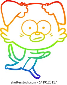 dibujo de una caricatura de perro nervioso con gradiente de arco iris