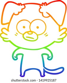 dibujo de una caricatura de perro nervioso con gradiente de arco iris
