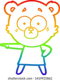 rainbow gradient line drawing of a nervous polar bear cartoon