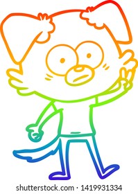dibujo de la línea de gradiente del arco iris de un perro nervioso con camiseta