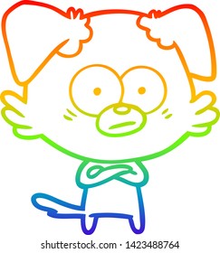 dibujo de una caricatura de perro nervioso con gradiente de arco iris