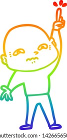 rainbow gradient line drawing of a nervous cartoon man asking question