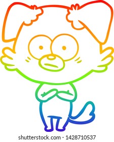 dibujo de una caricatura de perro nervioso con gradiente de arco iris