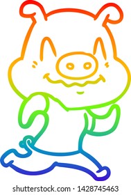 Regenbogen-Farbverlauf-Zeichnung eines Zwergschweins