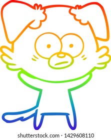 dibujo de una caricatura de perro nervioso con gradiente de arco iris