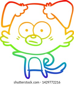 rainbow gradient line drawing of a nervous dog cartoon