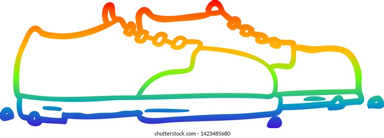rainbow gradient line drawing of a old shoes