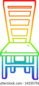 dibujo de una antigua caricatura de una silla de madera con gradiente arco iris