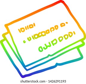 rainbow gradient line drawing of a old credit cards cartoon