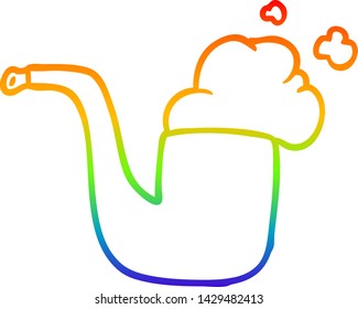 rainbow gradient line drawing of a old smoking pipe