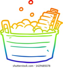 Rainbow Gradient Line Drawing Of A Old Laundry Washboard And Bucket