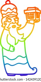 dibujo de una línea de gradiente de arcoiris de una de las tres caricaturas de sabios