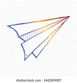 rainbow gradient line drawing of Paper Plane 