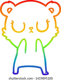 rainbow gradient line drawing of a peaceful cartoon polar bear