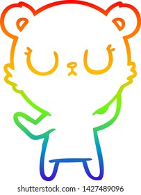 rainbow gradient line drawing of a peaceful cartoon polar bear