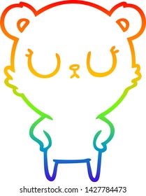 rainbow gradient line drawing of a peaceful cartoon bear