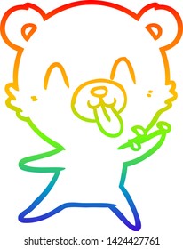 rainbow gradient line drawing of a rude cartoon bear