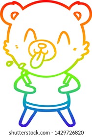 rainbow gradient line drawing of a rude cartoon bear