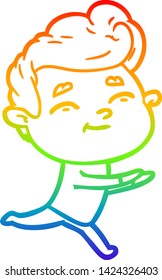 rainbow gradient line drawing of a running cartoon man