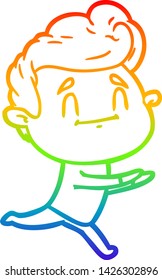 rainbow gradient line drawing of a running cartoon man