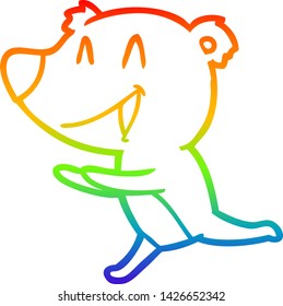 rainbow gradient line drawing of a running bear cartoon