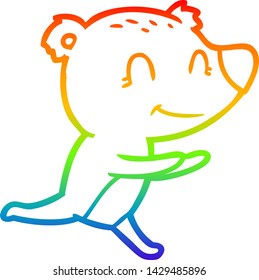 rainbow gradient line drawing of a running polar bear cartoon