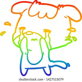 rainbow gradient line drawing of a sad dog crying