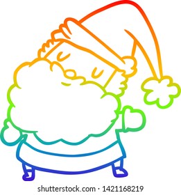 rainbow gradient line drawing of a santa claus