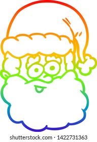 rainbow gradient line drawing of a santa claus
