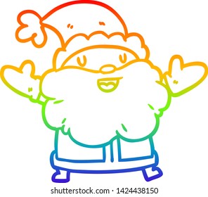 desenho de linha de gradiente do arco-íris de um Papai Noel