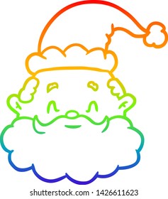 rainbow gradient line drawing of a santa claus face