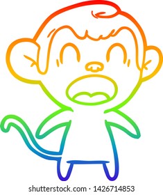 rainbow gradient line drawing of a shouting cartoon monkey