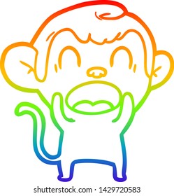 rainbow gradient line drawing of a shouting cartoon monkey