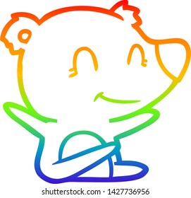 rainbow gradient line drawing of a smiling bear cartoon