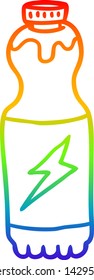 rainbow gradient line drawing of a soda bottle