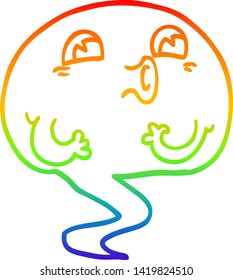 rainbow gradient line drawing of a spooky cartoon ghost