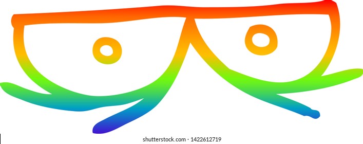 dibujo de línea de gradiente de arcoiris de unos ojos espeluznantes de caricatura