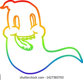 rainbow gradient line drawing of a spooky ghost