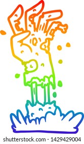 Regenbogen-Farbverlauf-Linie Zeichnung eines unscharfem Zombie-Handcartoon