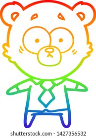 rainbow gradient line drawing of a surprised bear cartoon