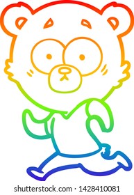 rainbow gradient line drawing of a surprised polar bear cartoon