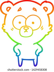 rainbow gradient line drawing of a surprised bear cartoon