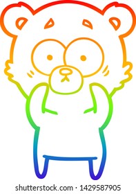 rainbow gradient line drawing of a surprised polar bear cartoon