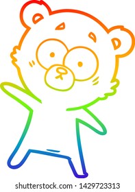 dibujo de una caricatura de oso sorprendido con gradiente arco iris