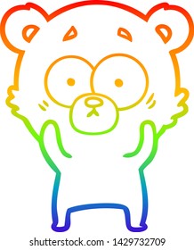 desenho de linha de gradiente do arco-íris de um desenho animado surpreso do urso polar